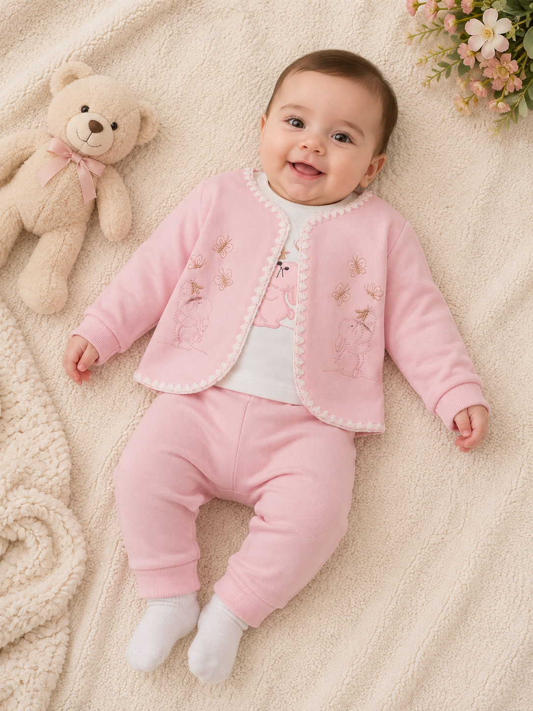 Baby-Set 3-teilig Stickmotiv