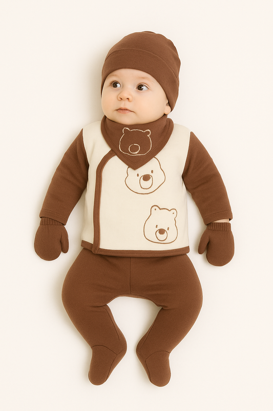 Baby 5-teiliges Erstlingsset aus Musselin – Bärchen Design