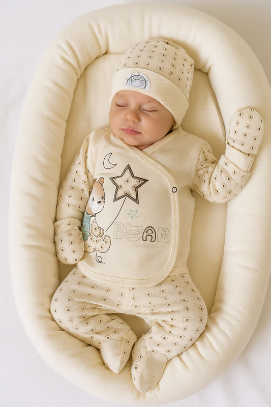 Baby Set 5-teilig – Neugeborenen Outfit mit Bärchen-Motiv