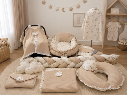 Baby Nestchen Set Beige mit Mond & Sterne 13-teilig