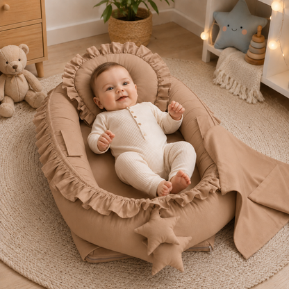 Babynest Rüschen Braun