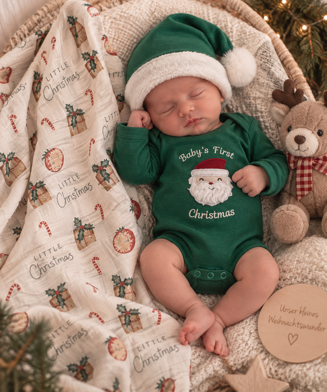 Baby’s First Christmas – 3-teiliges Set von Nipperland Grün