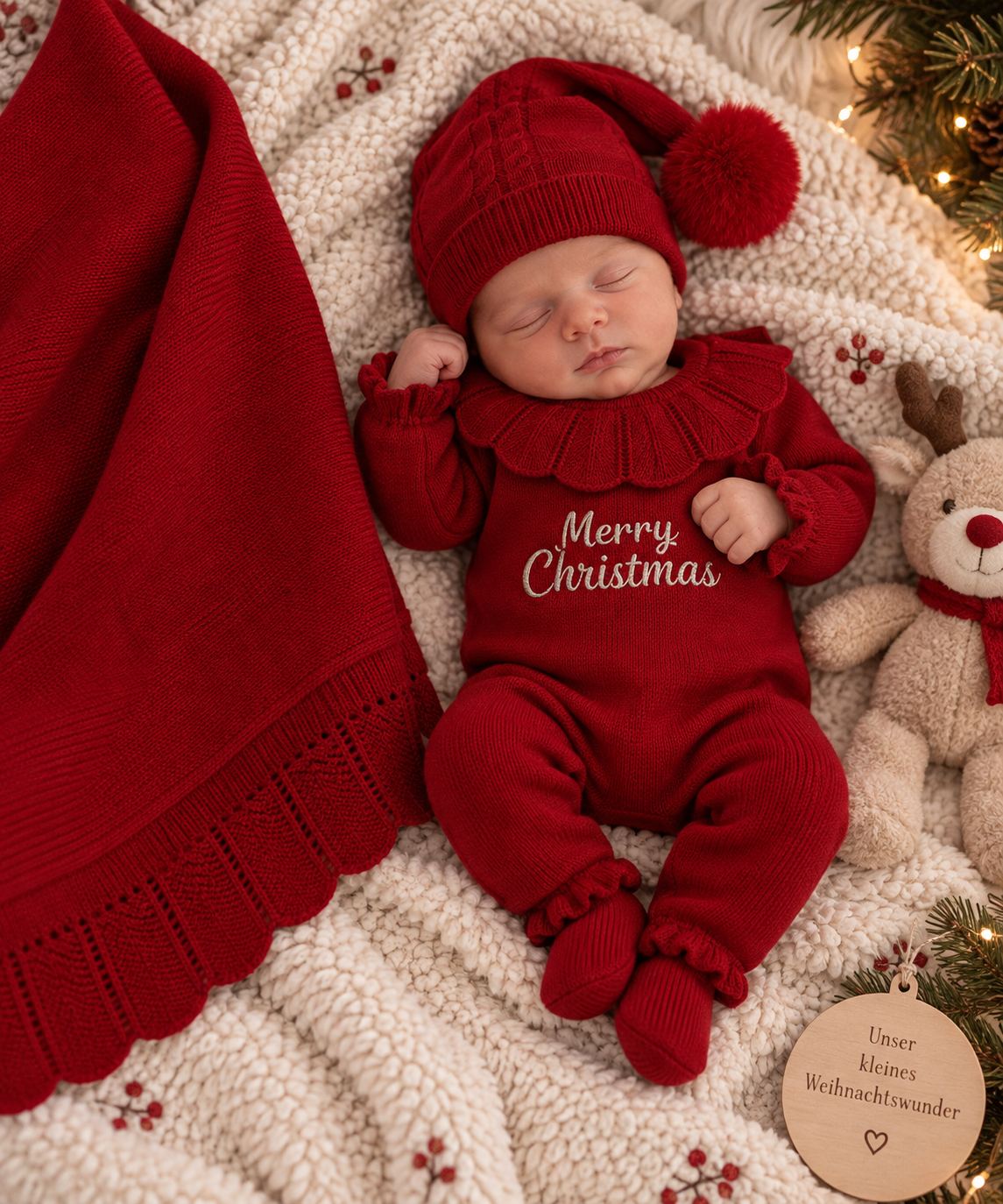 Merry Christmas – Erstlingsset für Mädchen von Nipperland Rot