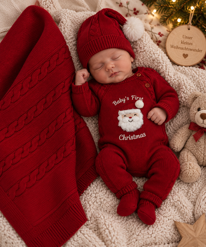 Baby’s First Christmas – 5-teiliges Strick-Set von Nipperland Rot