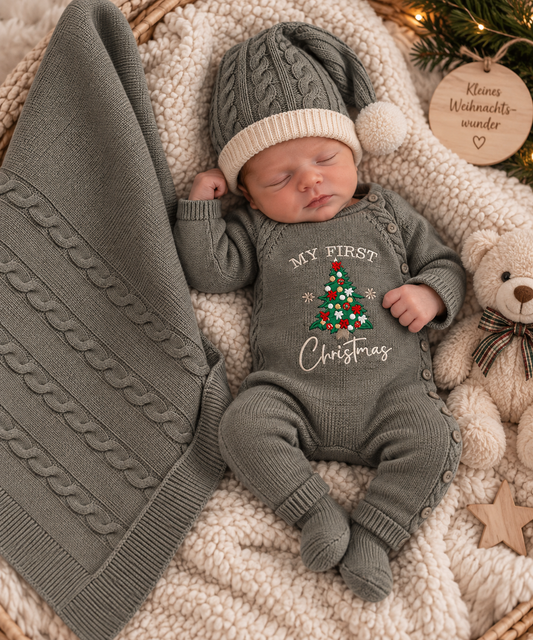 My First Christmas – 5-teiliges Strick-Set von Nipperland Grau