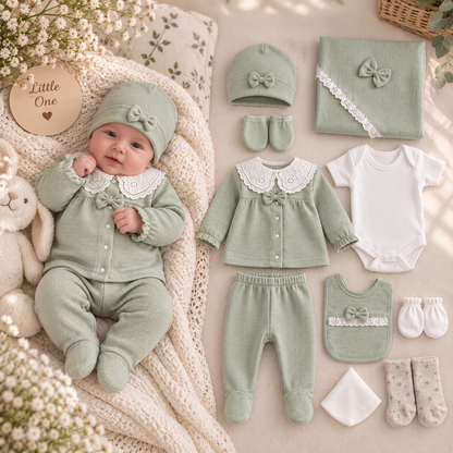10-teiliges Erstlings-Set für Mädchen | Komplettes Baby-Set mit Decke & Accessoires