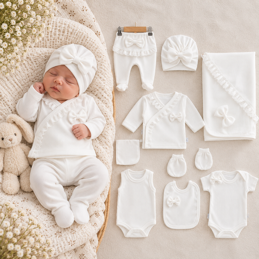 10-teiliges Erstlingsset für Baby-Mädchen | Weich & Komfortabel | In 2 Farben erhältlich
