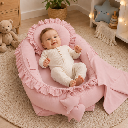Babynest Rüschen Rosa