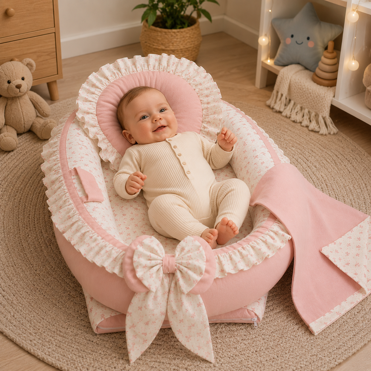 Babynest Schleife Rosa