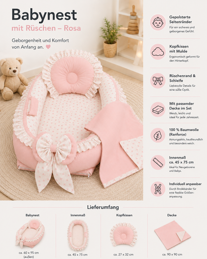 Babynest Schleife Rosa