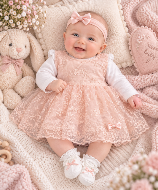 Baby Mädchen Kleiderset – 4-teilig & festlich 👗🎀