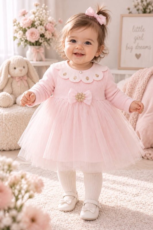 Süßes Kleid für Babymädchen – mit Tüllrock & Schleife 🎀🌸