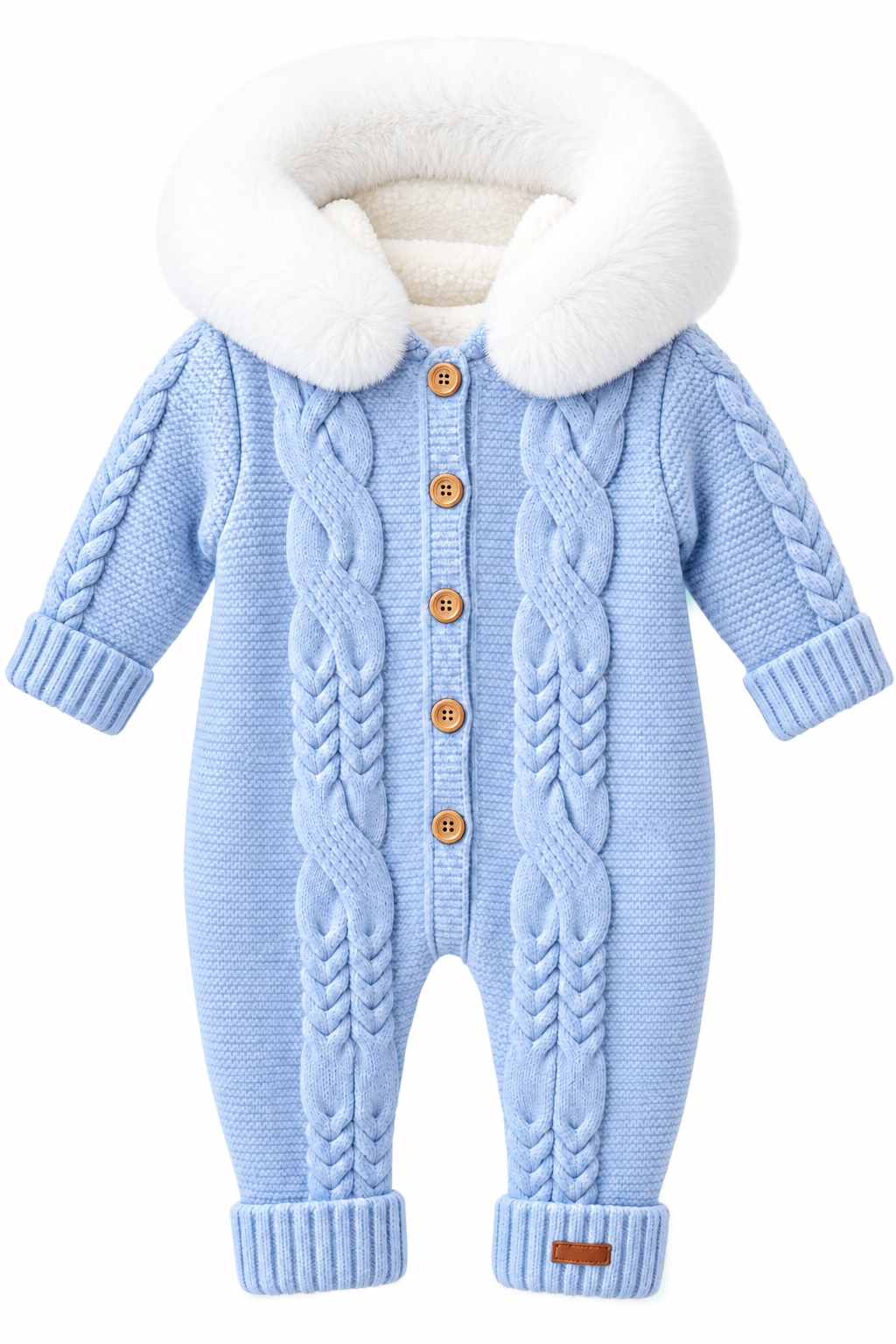 Baby Strickoverall Zopfmuster Fellkragen