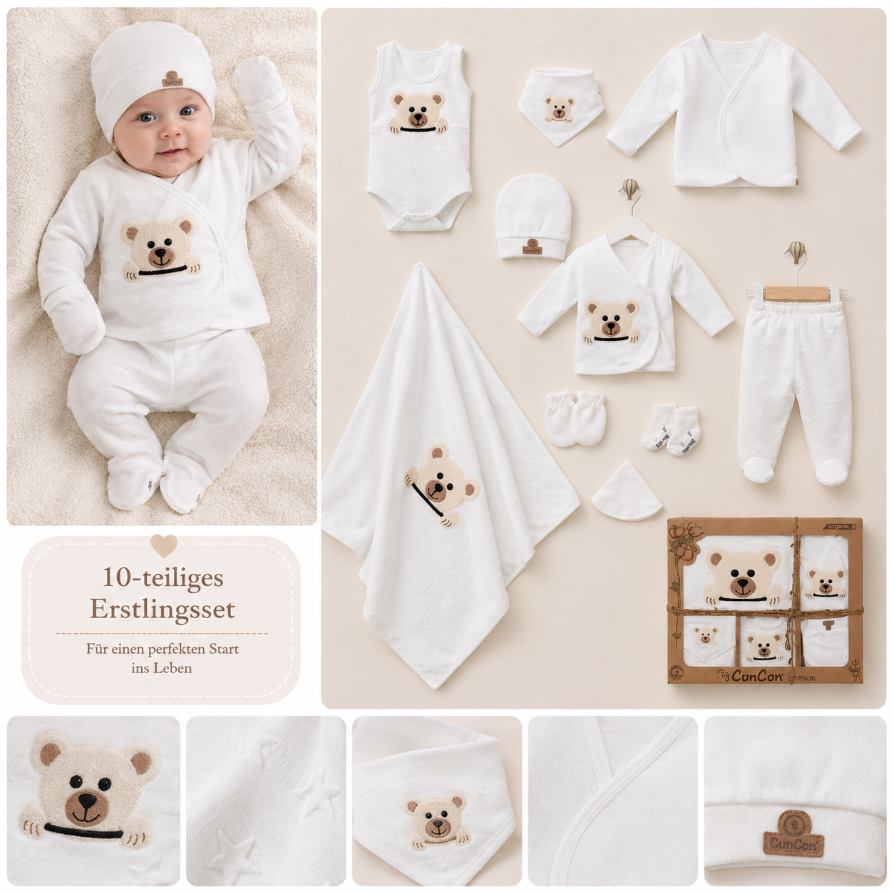 Erstlingsset Baumwolle Teddymotiv