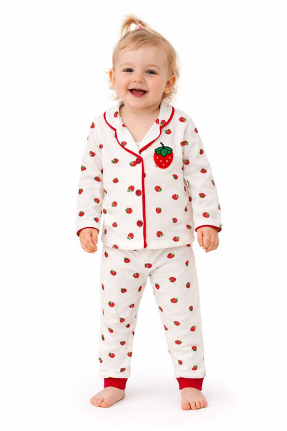 Mädchen Schlafanzug – süßes Erdbeerdesign 🍓✨ (1–3 Jahre)