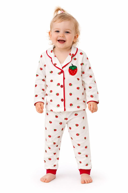 Mädchen Schlafanzug – süßes Erdbeerdesign 🍓✨ (1–3 Jahre)