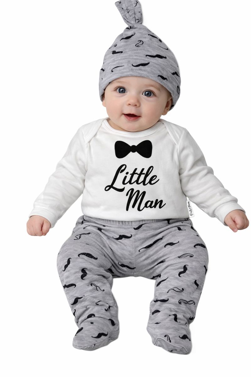 Babyjungen 3-teiliges Outfit – Little Man 👶🖤