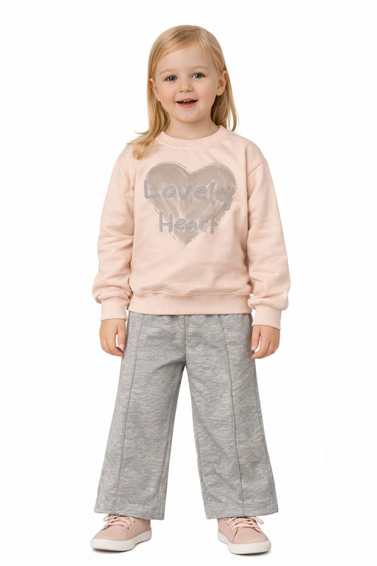 Mädchen 2-teiliges Set „Lovely Heart“ – Sportlich & Glitzernd 💖✨