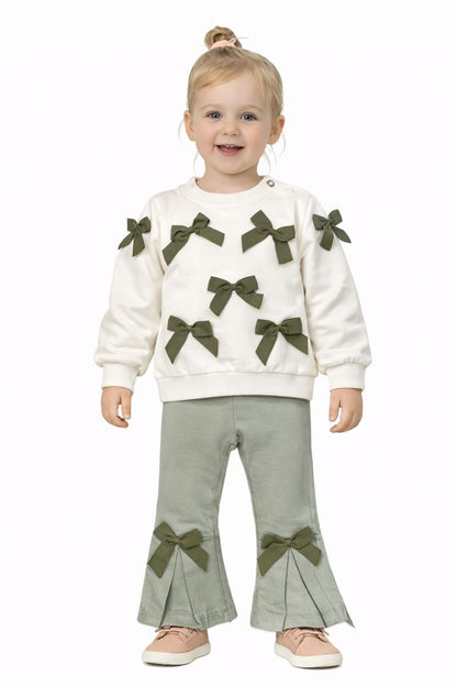 Babymädchen Set – Sweatshirt mit Schleifen & Hose 👶🎀