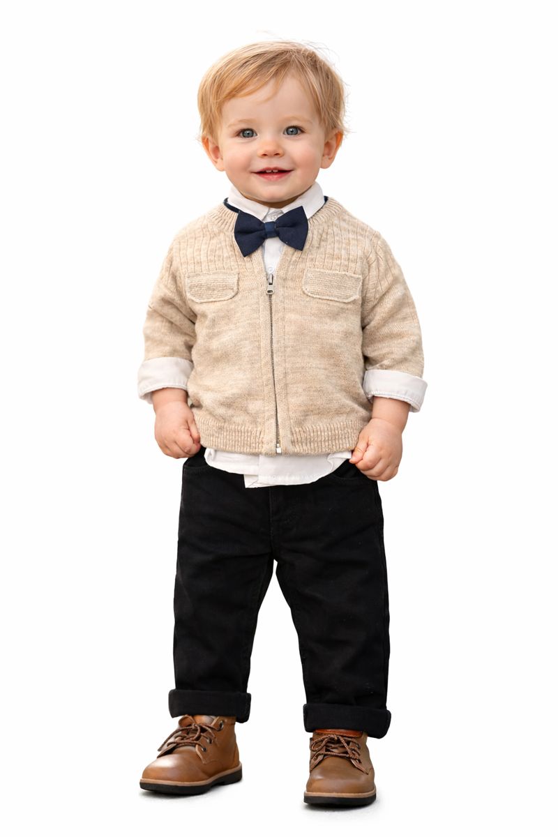 4-teiliges festliches Outfit für Babyjungs – Hose, Hemd, Weste & Fliege 👶🎀