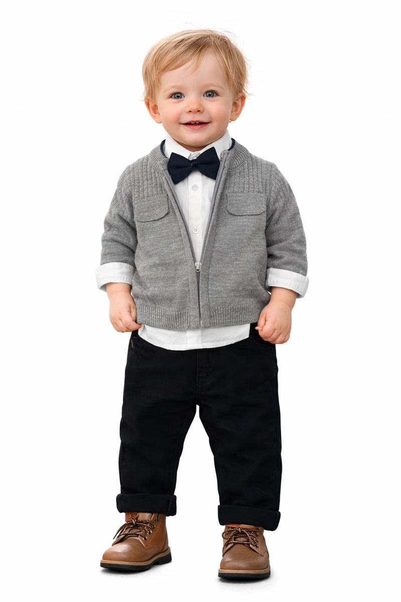 4-teiliges festliches Outfit für Babyjungs – Hose, Hemd, Weste & Fliege 👶🎀