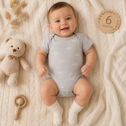 Unisex Baby Body im 2er-Farbstil – kurzarm & superweich