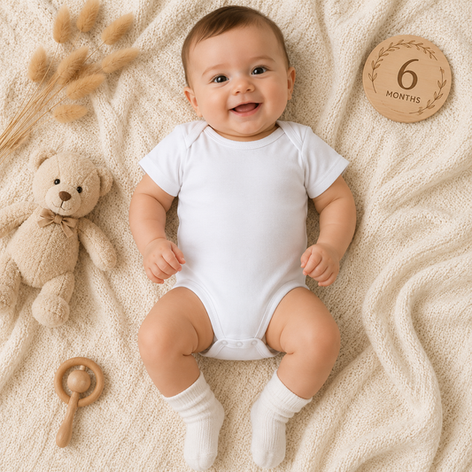 Kurzarm Baby Body Unisex – 4 Farben erhältlich | Weich & bequem