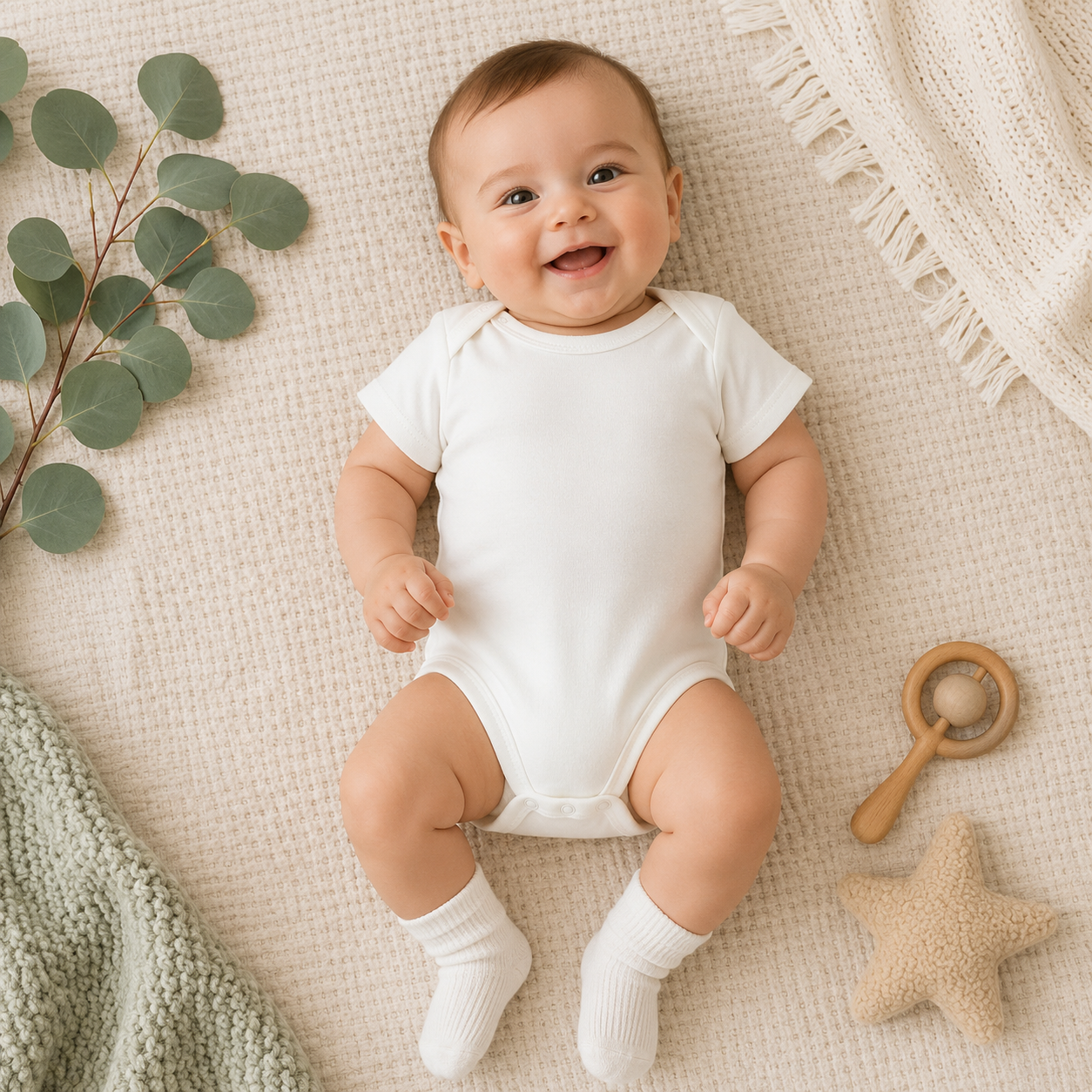 Kurzarm Baby Body Unisex – 4 Farben erhältlich | Weich & bequem
