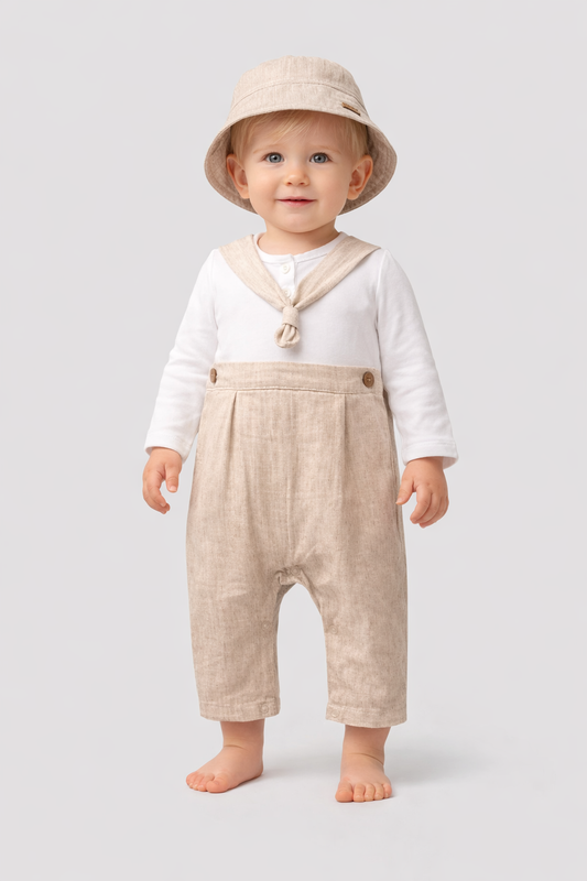 Baby Jungen Set mit Matrosen-Look 👶⚓️ | 3-teilig | Mit Hut & Strampler