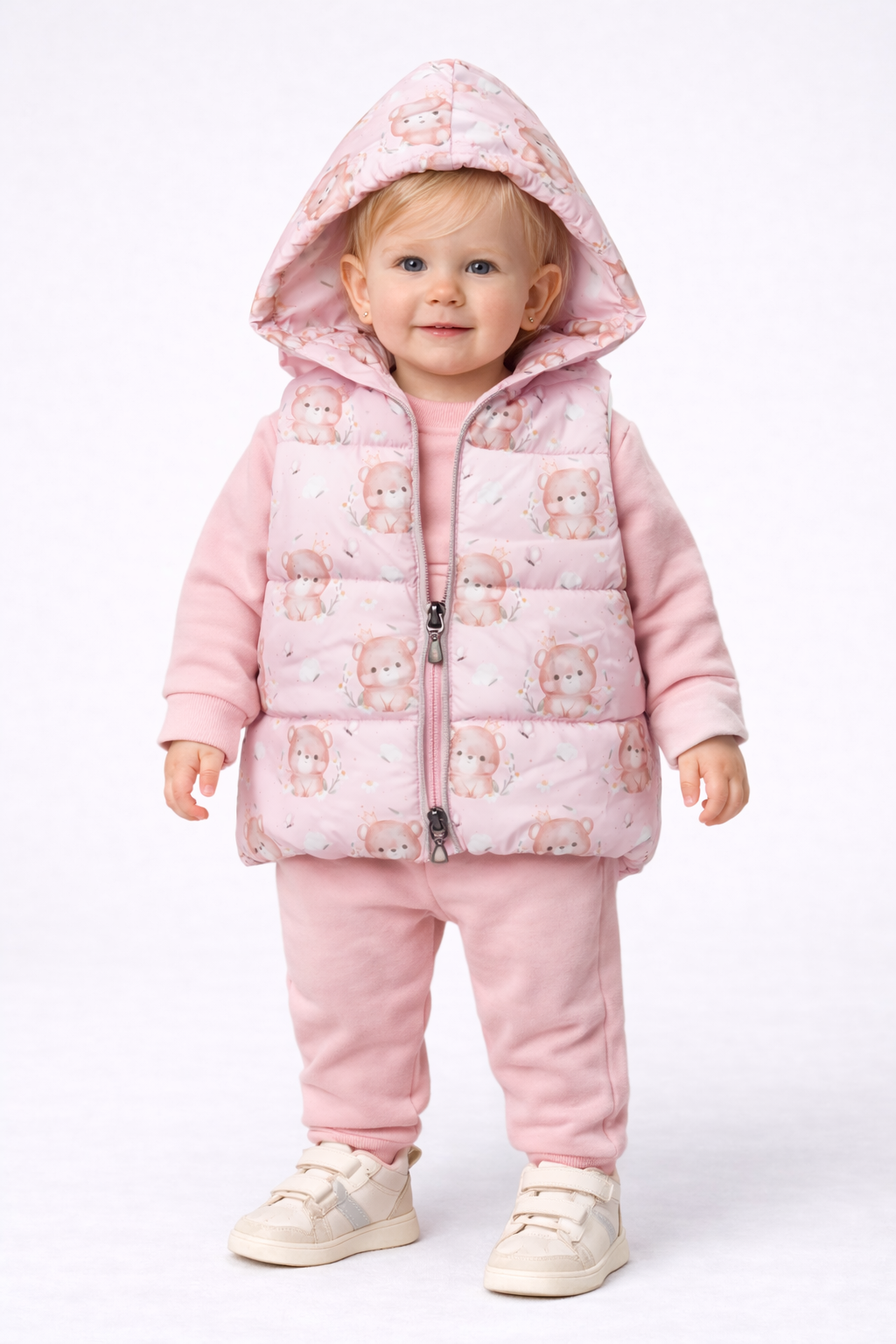 3-teiliges Baby-Mädchen Outfit – Weste, Oberteil & Hose, 100% Baumwolle