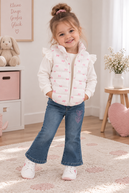 Mädchen 3-teiliges Set – Weste, Langarmshirt & Jeanshose | Stylisch & bequem