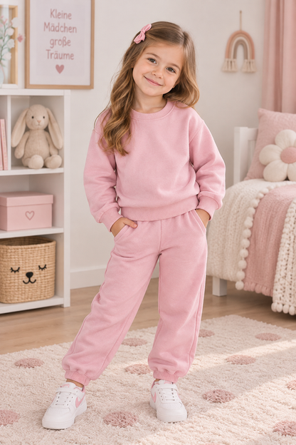 Zweiteiliges Mädchen-Outfit – Jogging-Set in Rosa & Helllila erhältlich