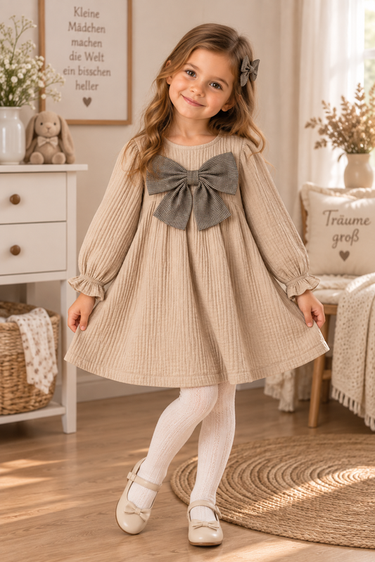Süßes Mädchenkleid mit großer Schleife – elegant & bequem