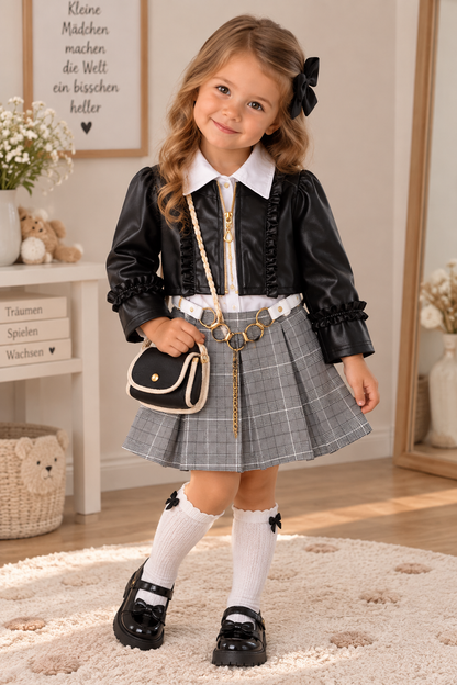 5-teiliges Outfit für Mädchen – stylisch & komplett mit Accessoires ✨