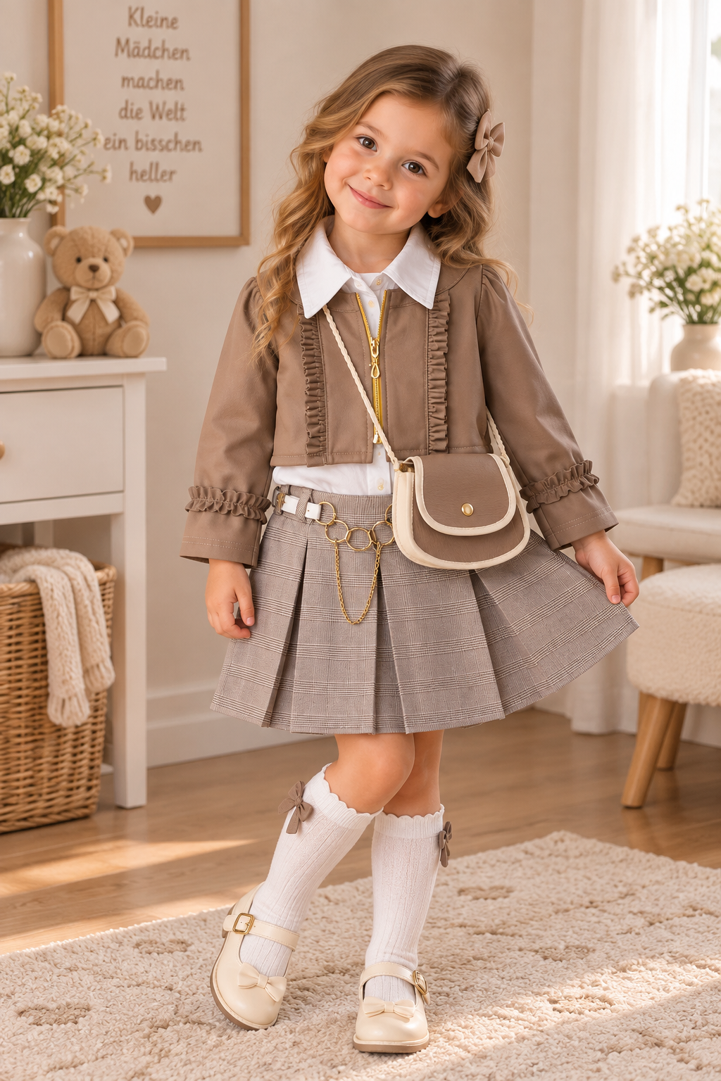 5-teiliges Outfit für Mädchen – stylisch & komplett mit Accessoires ✨