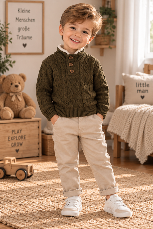 Jungen 2-teiliges Set – Strickpullover & Stoffhose