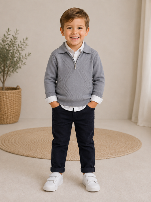 Jungen Outfit Pullover Hemd