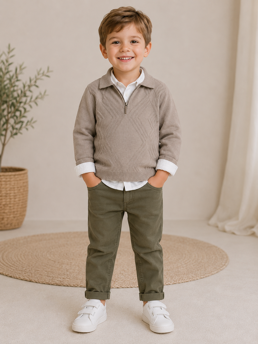 Jungen Outfit Pullover Hemd