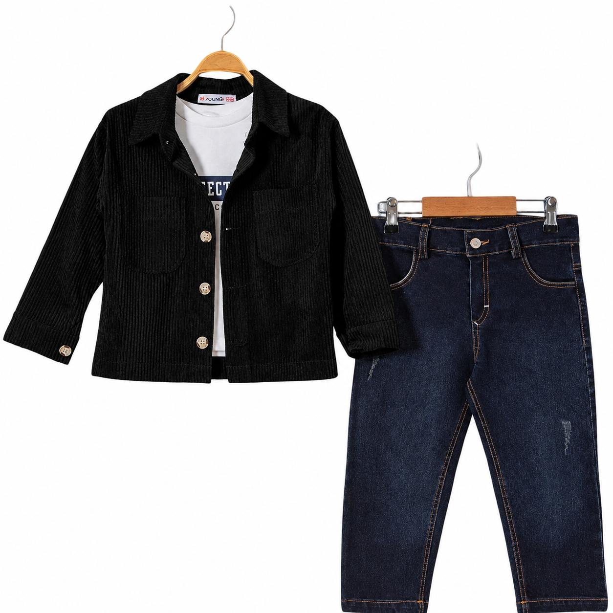 Jungen Outfit Cordhemd Jeans