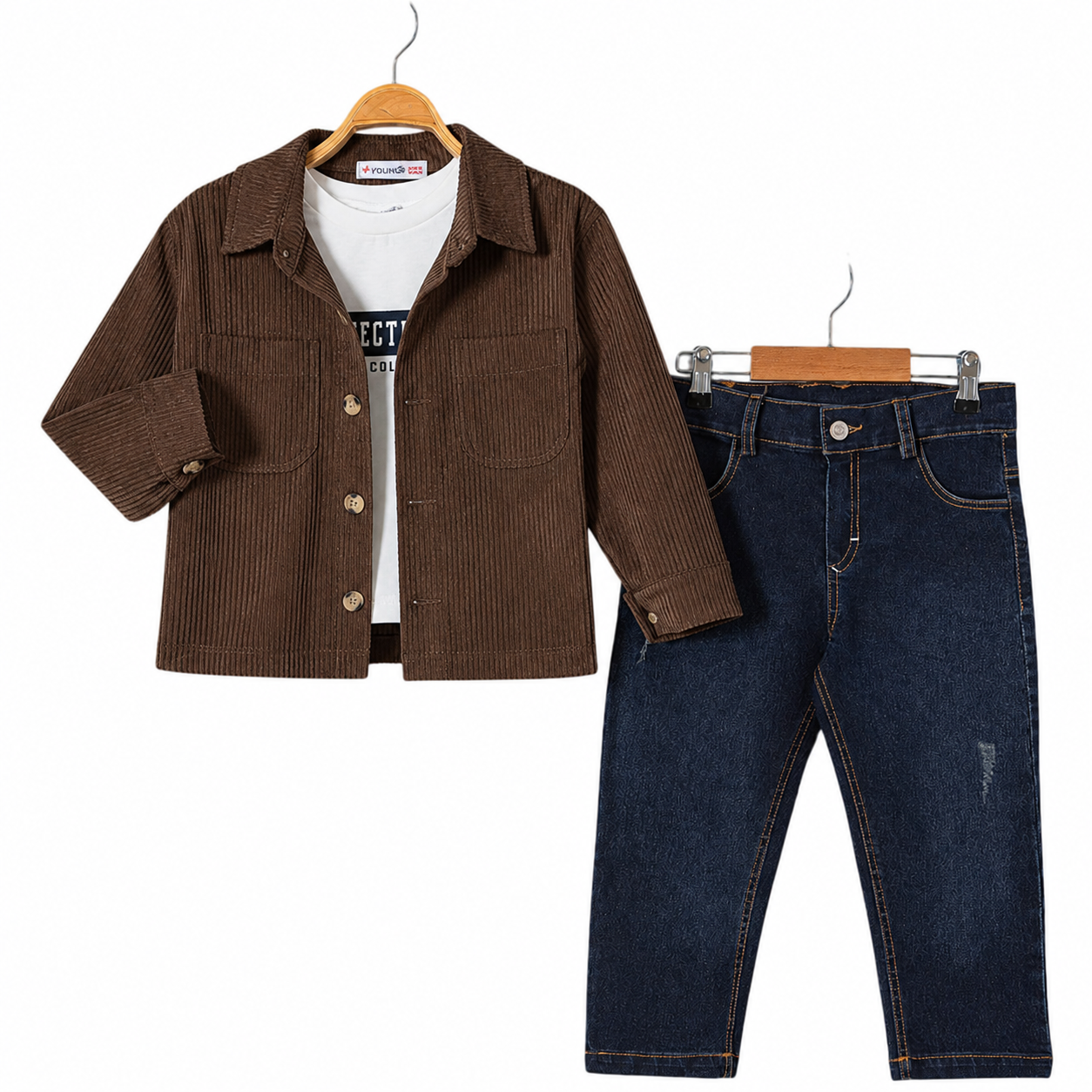 Jungen Outfit Cordhemd Jeans