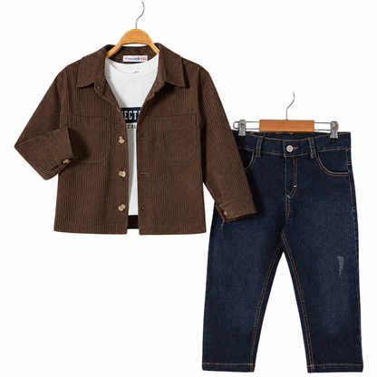 Jungen Outfit Cordhemd Jeans
