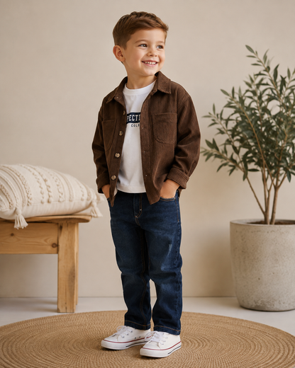 Jungen Outfit Cordhemd Jeans
