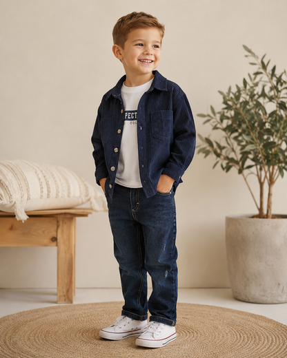 Jungen Outfit Cordhemd Jeans