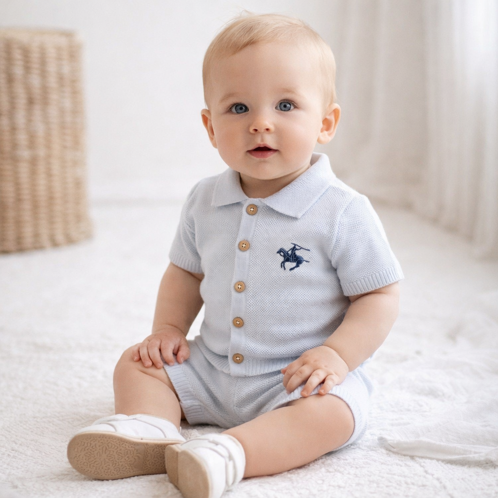 Nipperland Baby Jungen Sommer Outfit – Hellblau | 100% Baumwolle