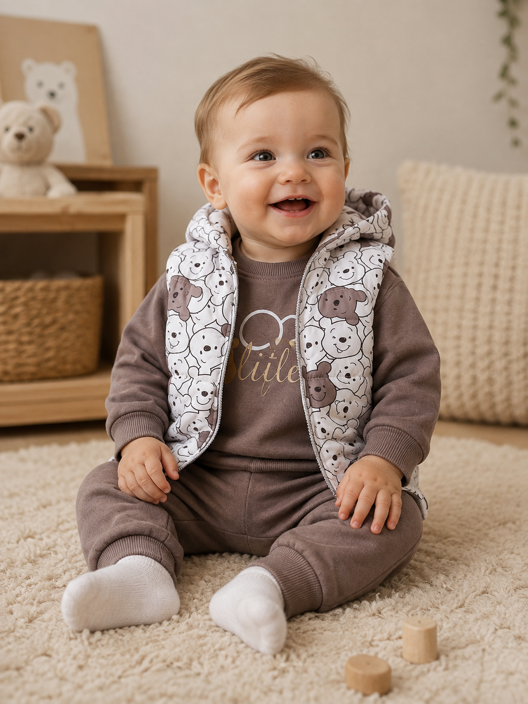 Baby Jogginganzug Bärenprint Weste