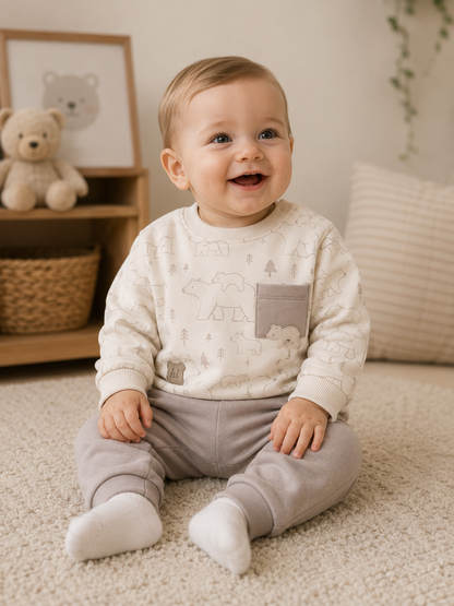 Baby Jogginganzug Bärenprint Beige