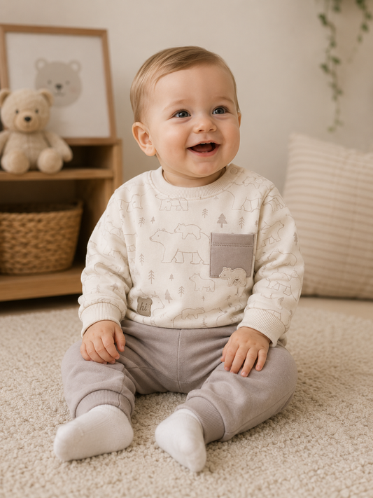 Baby Jogginganzug Bärenprint Beige
