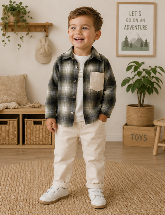 Jungen Set Karo Hemd