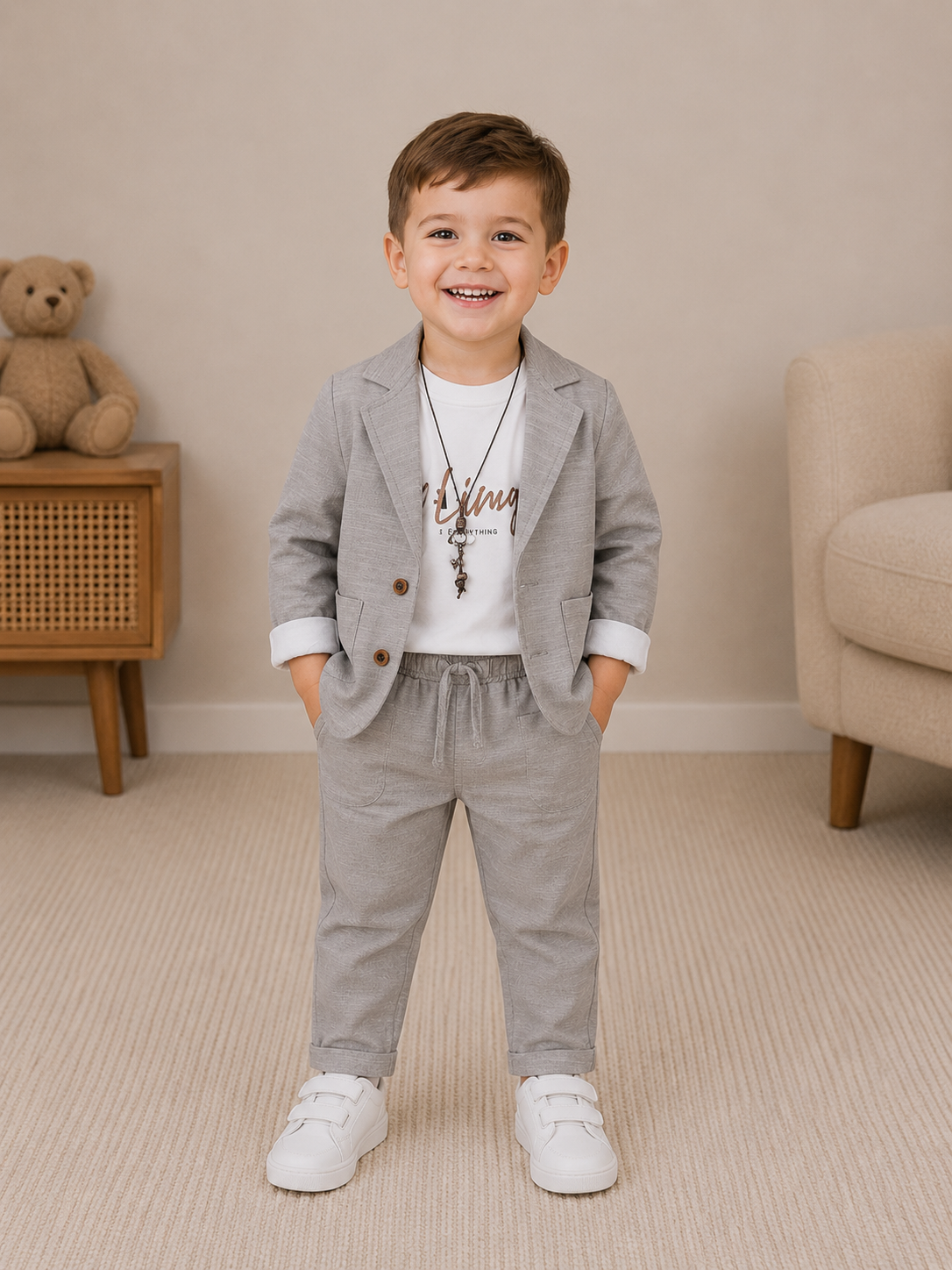 Jungen Anzug Set Grau