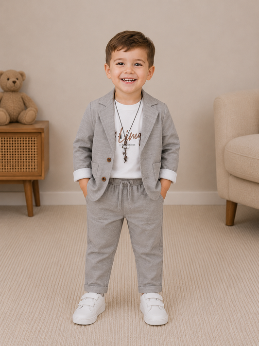 Jungen Anzug Set Grau